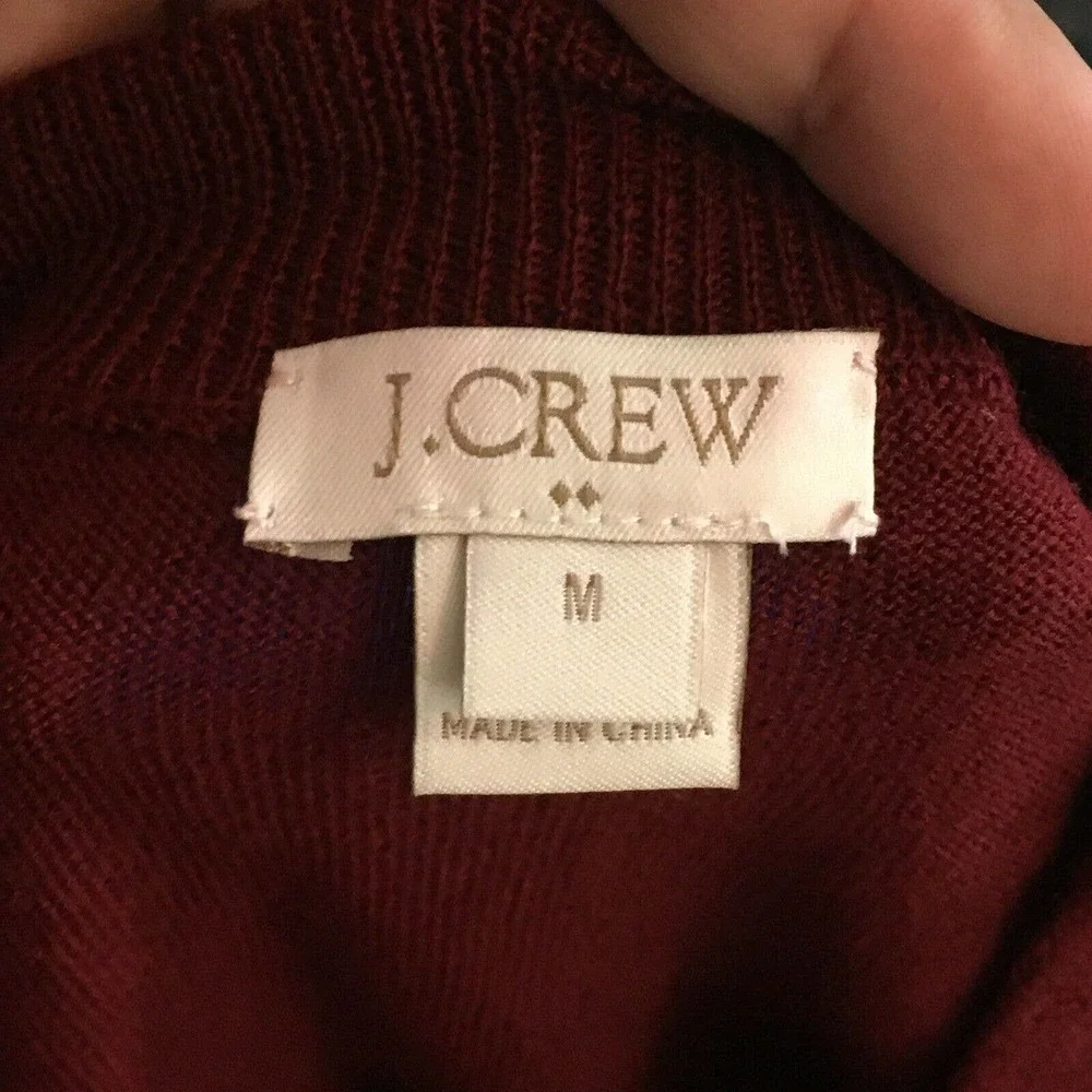 J. Crew Sweater Womens Sz M Maroon‎ Red Merino Wool Blend Pullover